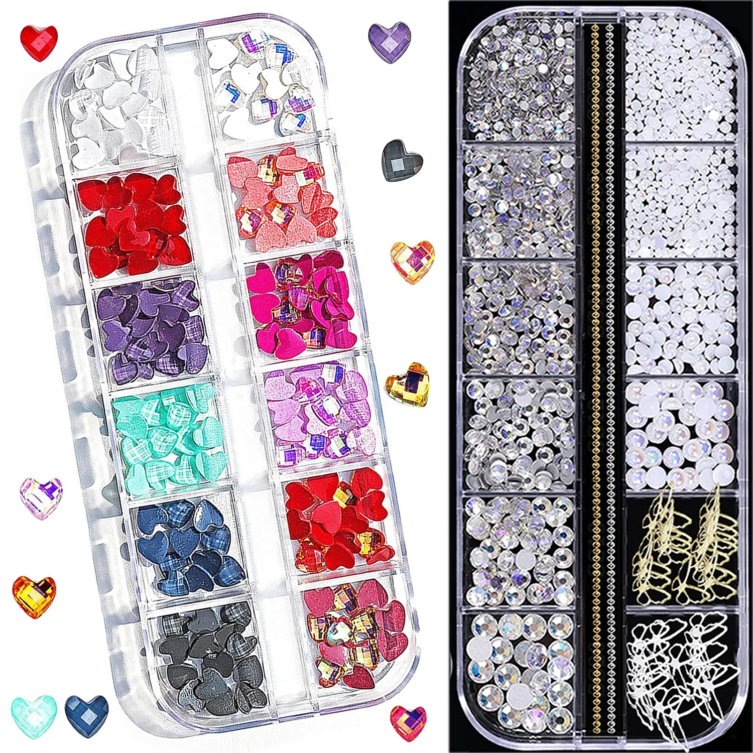 1720Pcs Royal Blue Lake Blue Nail Rhinestones Crystals Glass Gems Stones Royal Blue Multi Shapes Sizes Round Beads Flatback Gems Crystals Rhinestones for Nail DIY Crafts Clothes Shoes Jewelry