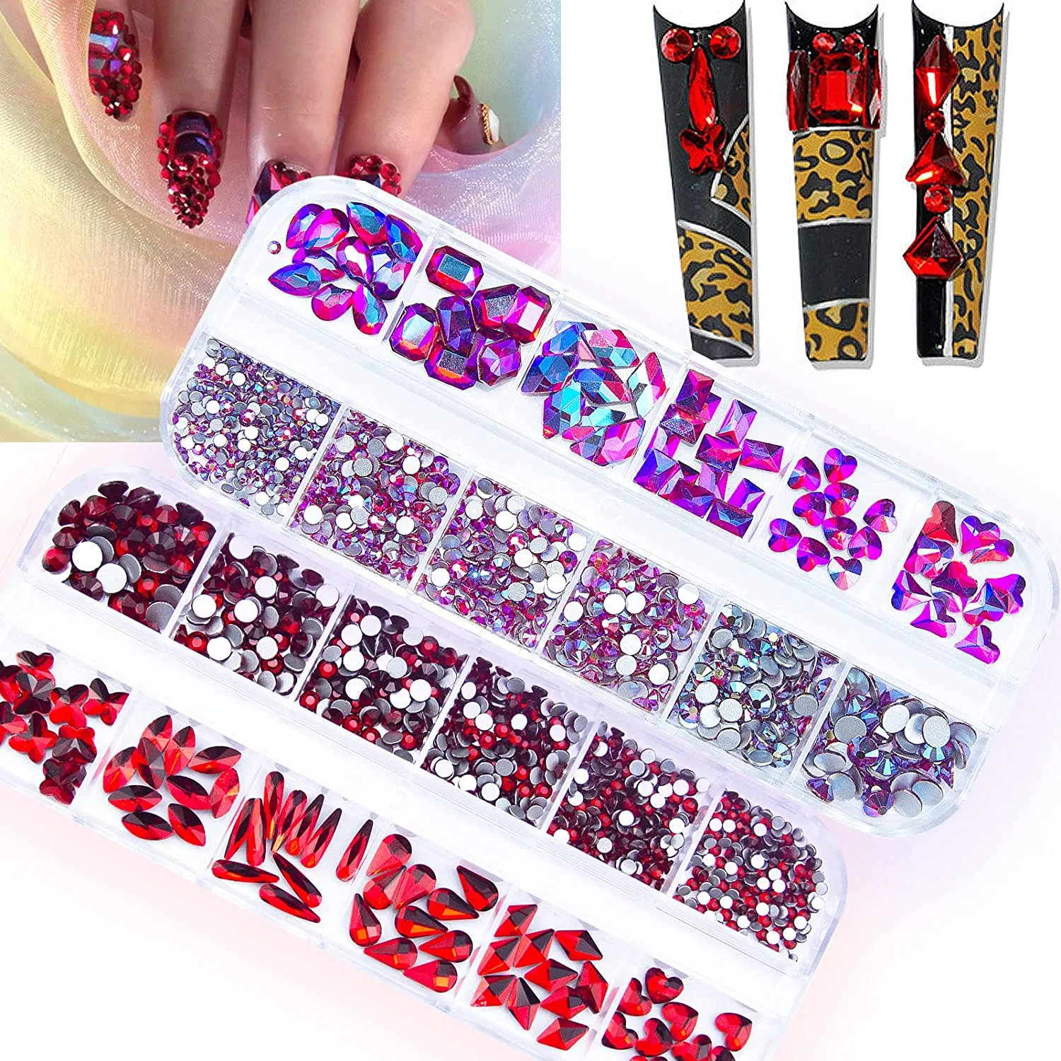 1720Pcs Royal Blue Lake Blue Nail Rhinestones Crystals Glass Gems Stones Royal Blue Multi Shapes Sizes Round Beads Flatback Gems Crystals Rhinestones for Nail DIY Crafts Clothes Shoes Jewelry