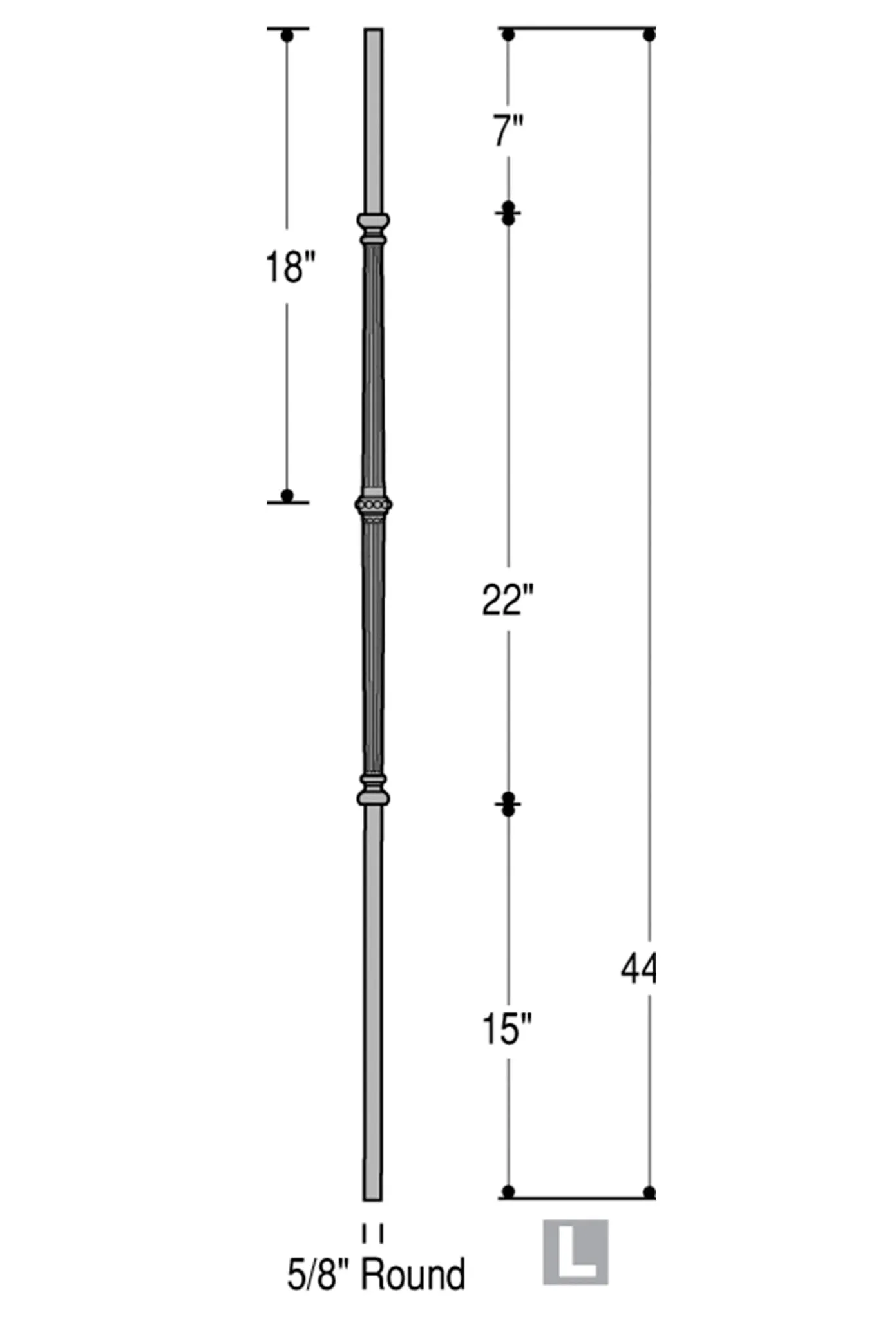 2597 Series M653 Beaded Knuckle Venetian Iron Baluster