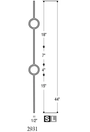 2931 Series M40244 Double Ring Iron Baluster
