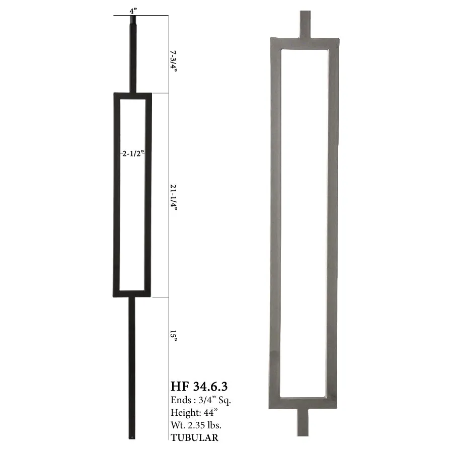 34.6.3 Mega Series Square Rectangle Hollow Iron Baluster