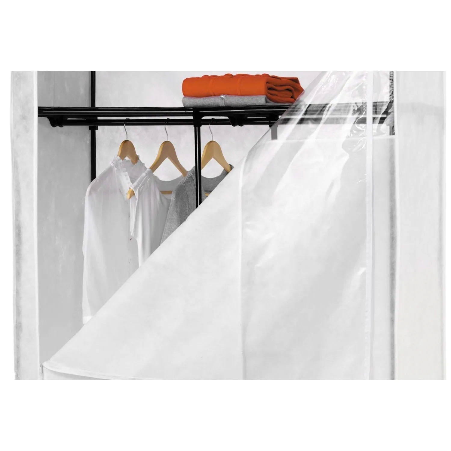 46-inch White Portable Closet Clothes Organizer Wardrobe