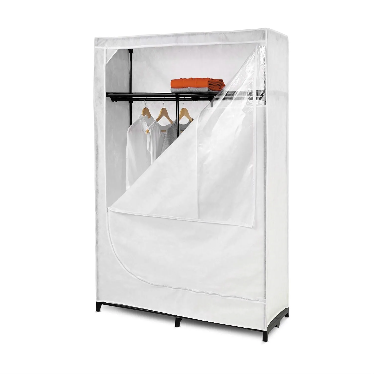 46-inch White Portable Closet Clothes Organizer Wardrobe