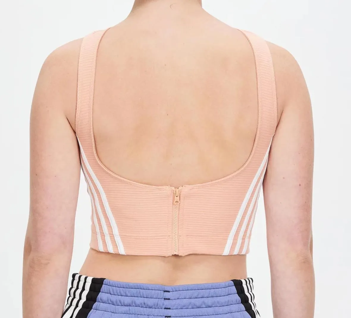 adidas Womens Pink Cropped Ribbed Stretch Tank Top Size Medium (New)