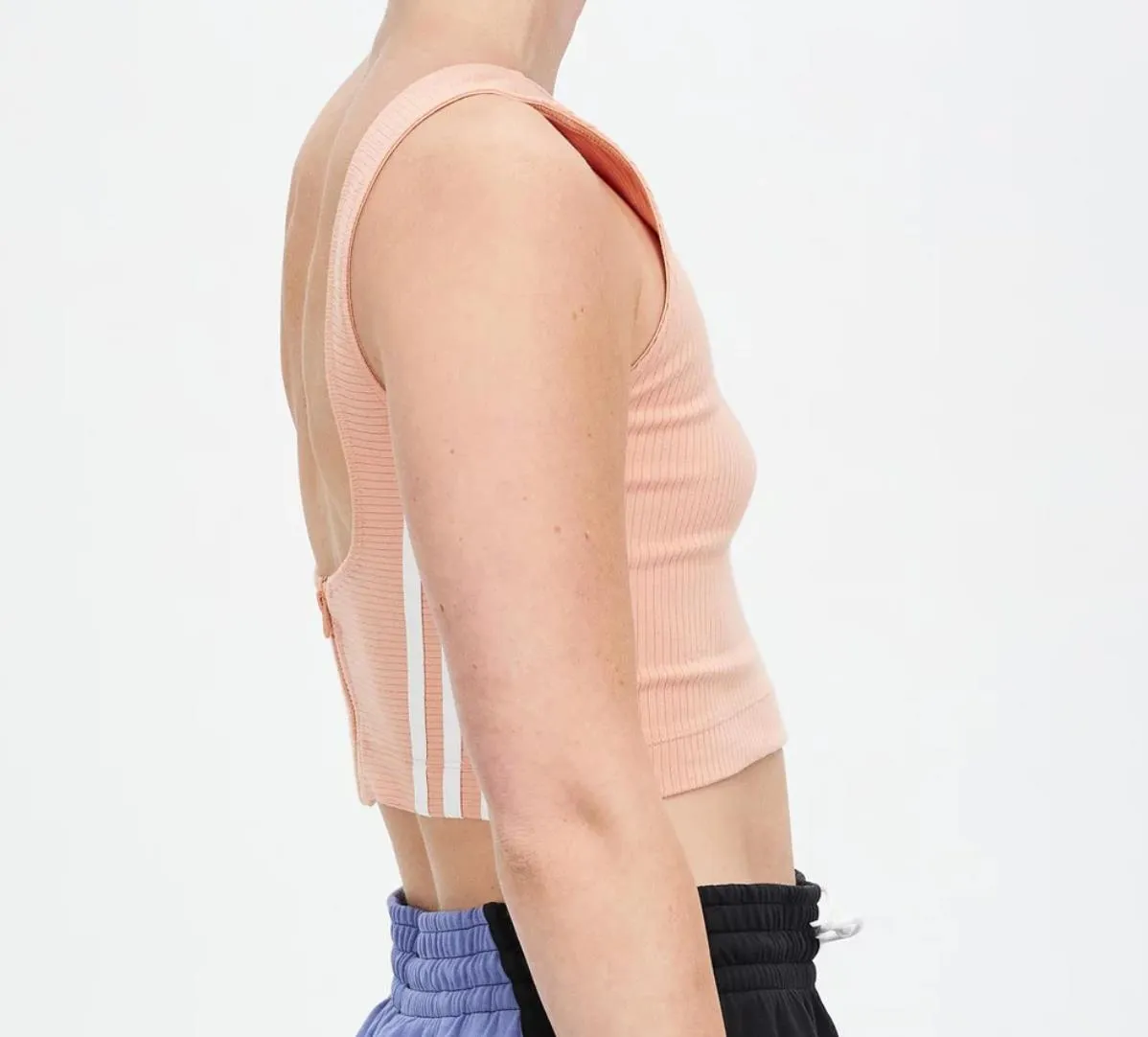 adidas Womens Pink Cropped Ribbed Stretch Tank Top Size Medium (New)