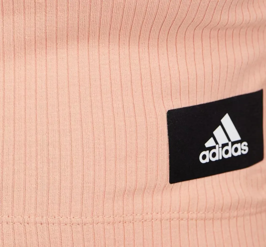 adidas Womens Pink Cropped Ribbed Stretch Tank Top Size Medium (New)