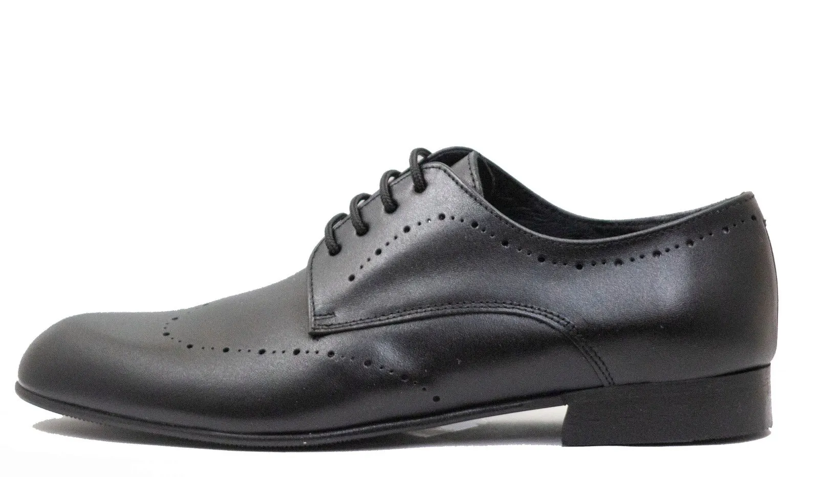 Andanines Boys Black Leather Dress  Wing Tip Lace-Up Shoe 152856