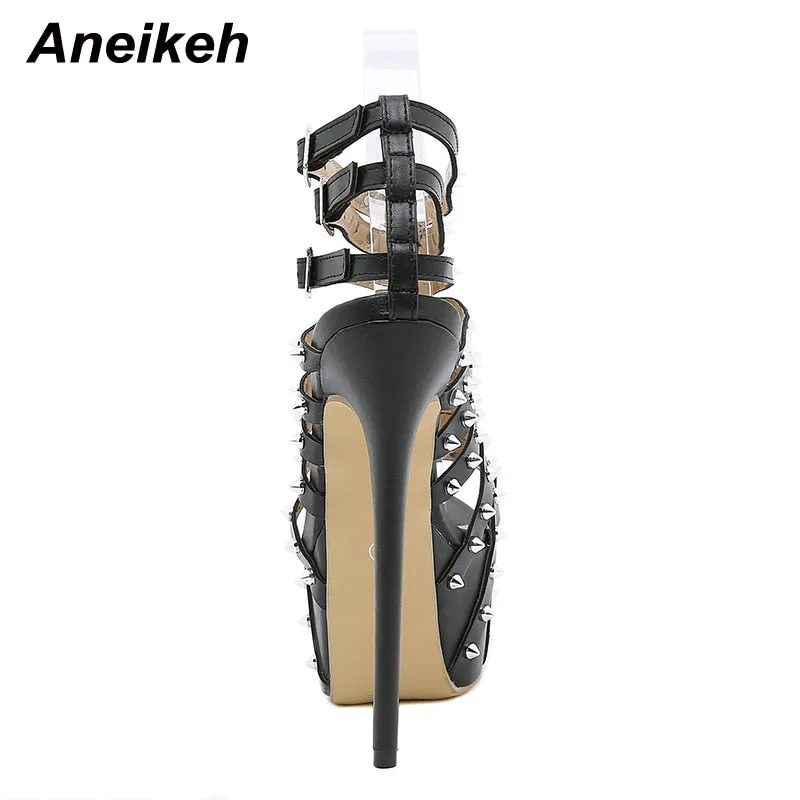 Aneikeh Gladiator Rivet High Sandals