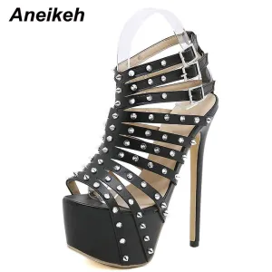 Aneikeh Gladiator Rivet High Sandals