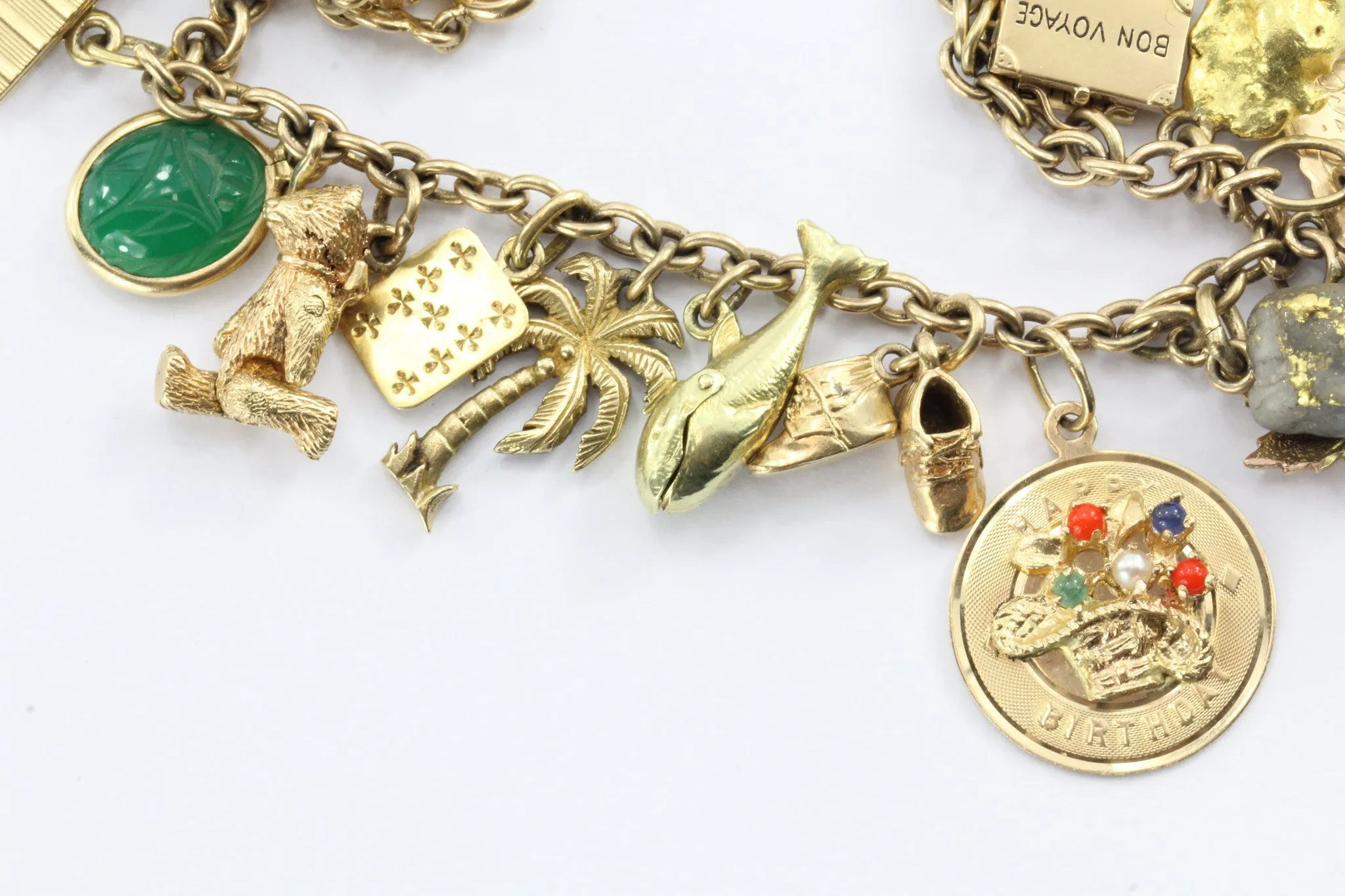 Antique 1940's 14k Gold Loaded 26 Charm Bracelet w Cartier & Tiffany Co Charm