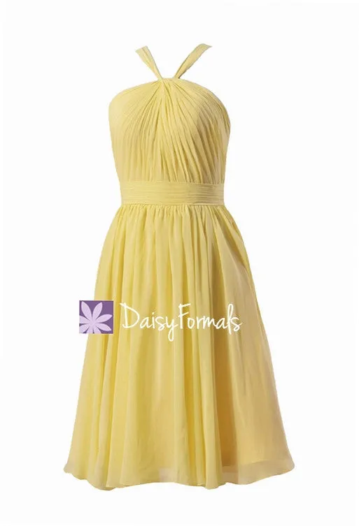 Appealing Knee Length Chiffon Bridesmaid Dress Light Yellow Party Dress(BM5195S)