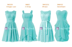 Aqua Bridesmaids Dress Short Knee Length Turquoise Party Dress Collection (MM66)