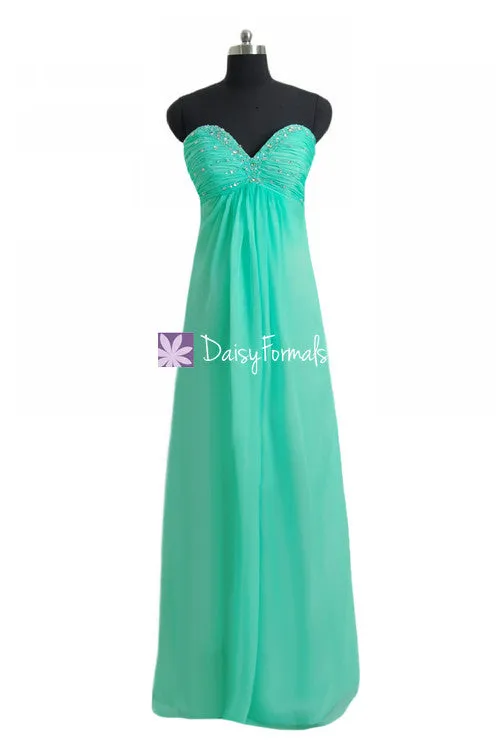 Aqua Mint Prom Dress Long Strapless Defined V-neckline Party Dress Evening Dress (PR29040)