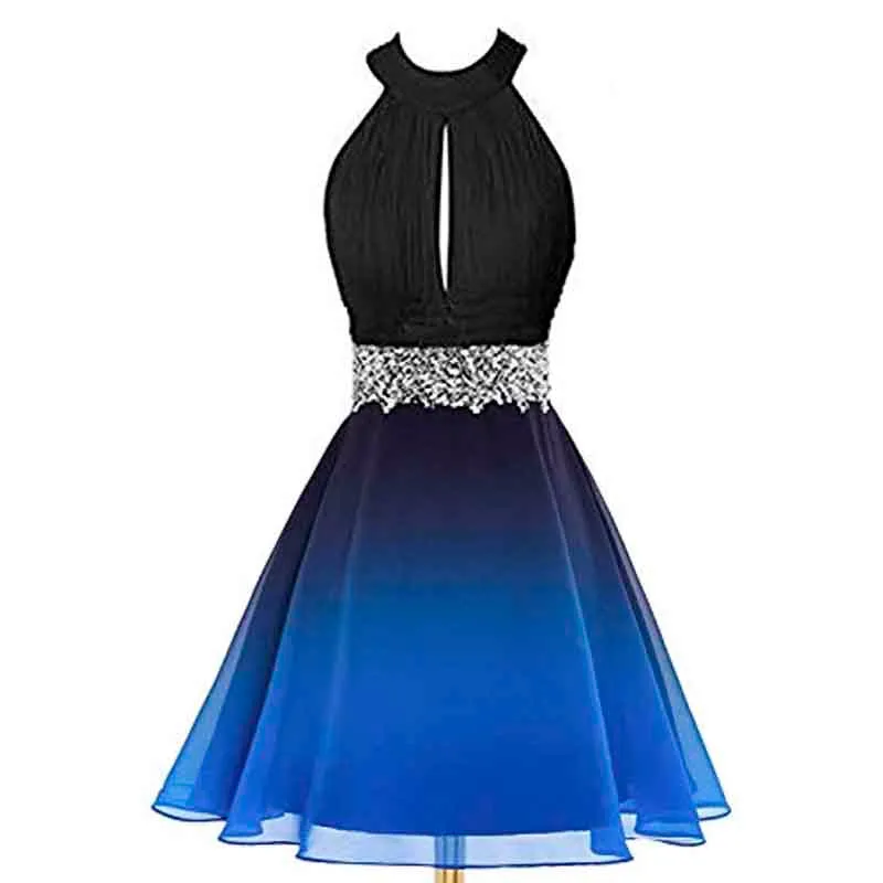 Beaded Ombre Gradient Chiffon Short Long Prom Evening Homecoming Dresses