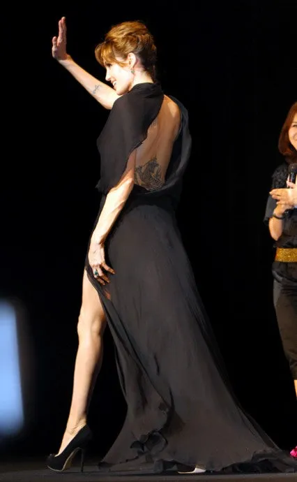 Black Angelina Jolie Backless Sexy Dress High Neck Prom Celebrity Formal Dress Salt Japan Premiere