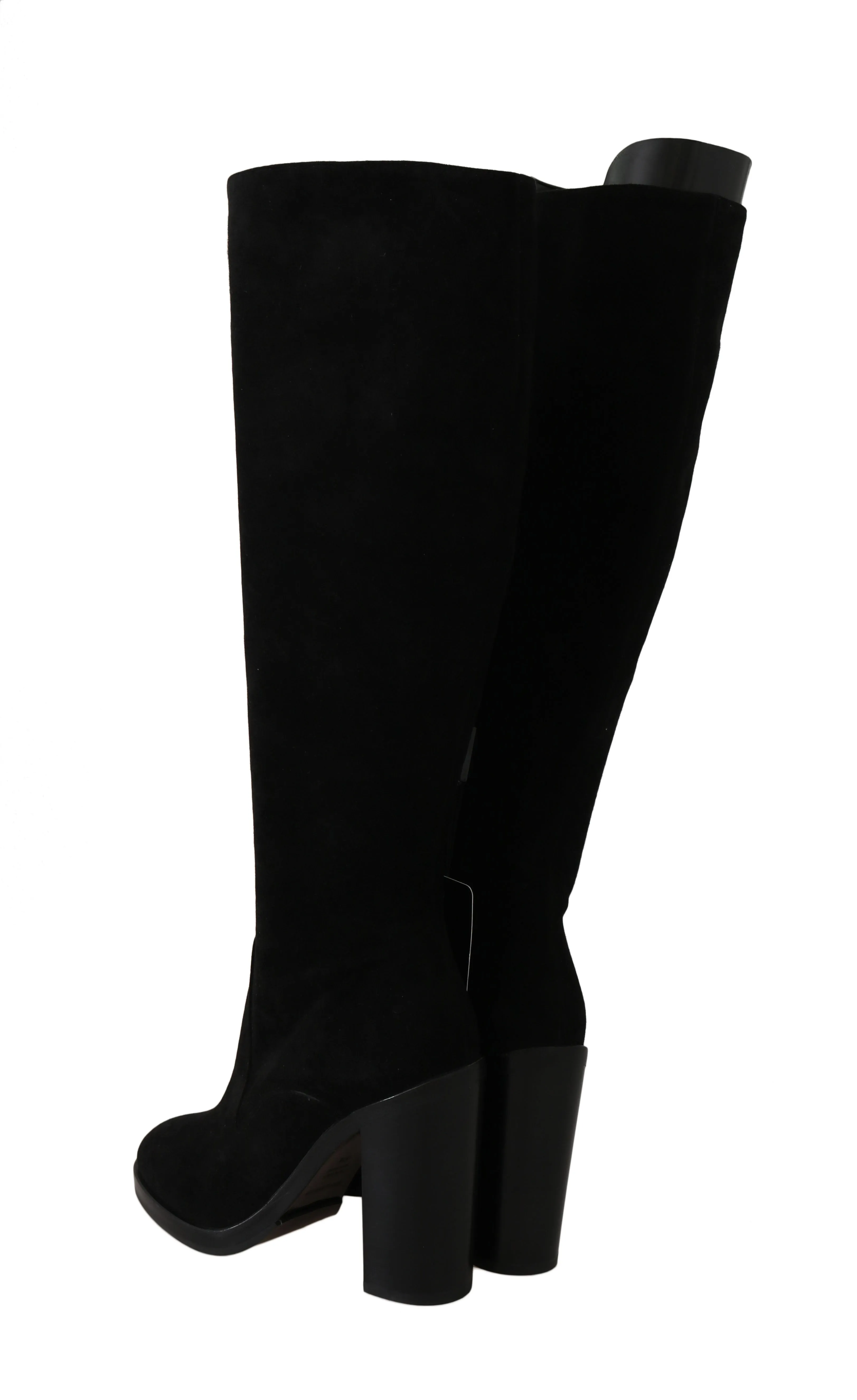 Black Suede Goatskin Knee High Boots