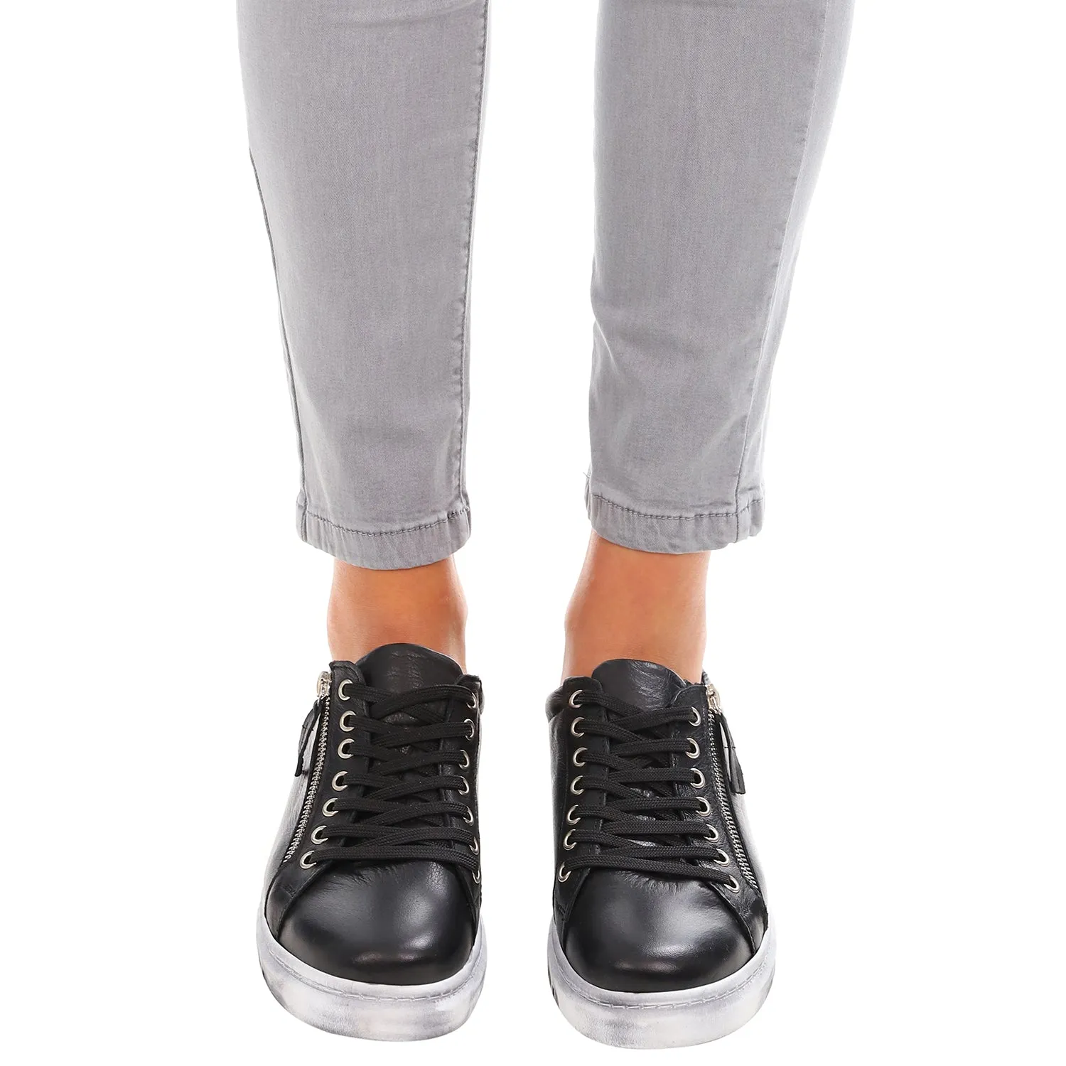 Black Tatter Leather Sneaker - RS3