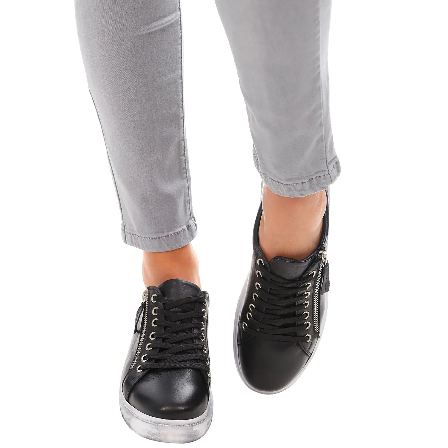 Black Tatter Leather Sneaker - RS3
