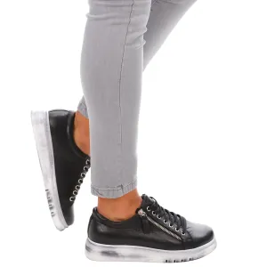 Black Tatter Leather Sneaker - RS3