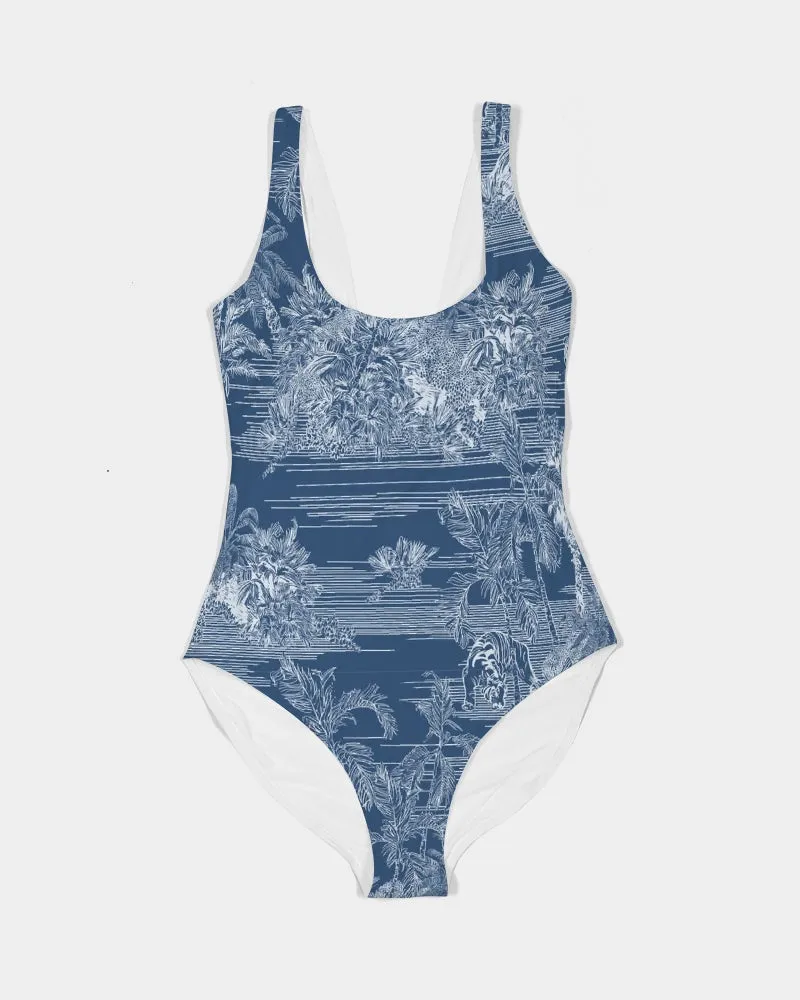 Blue Tiger Scene Feminine One-Piece Swimsuit