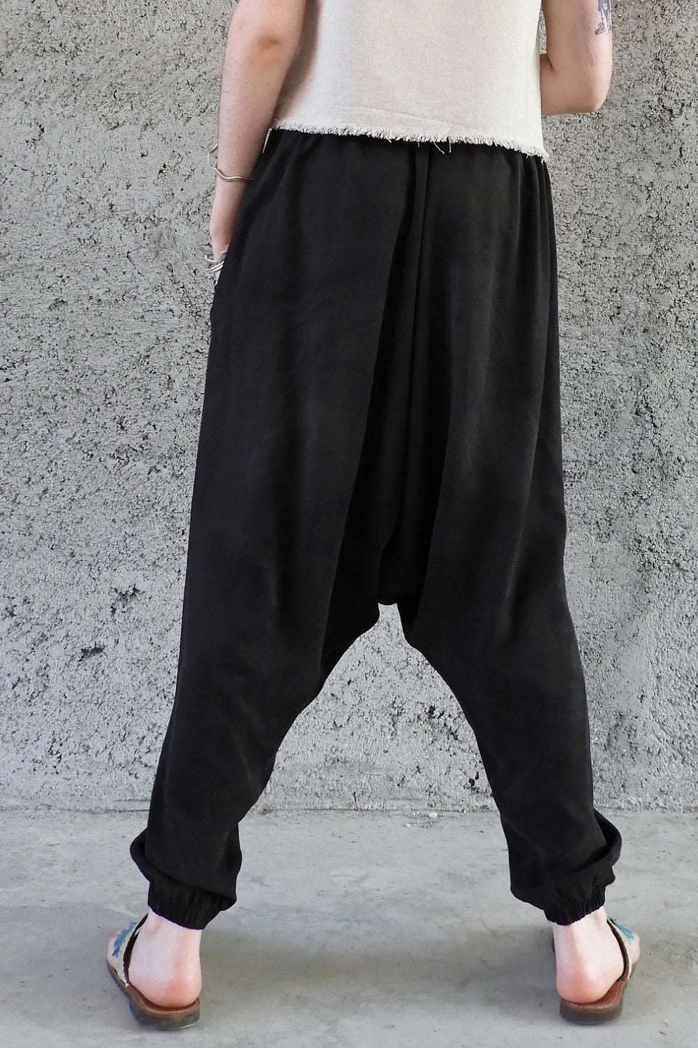 BREATH Women's Organic Cotton Harem Pants (Black, Blue)