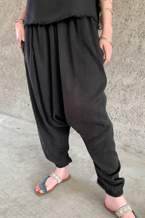 BREATH Women's Organic Cotton Harem Pants (Black, Blue)