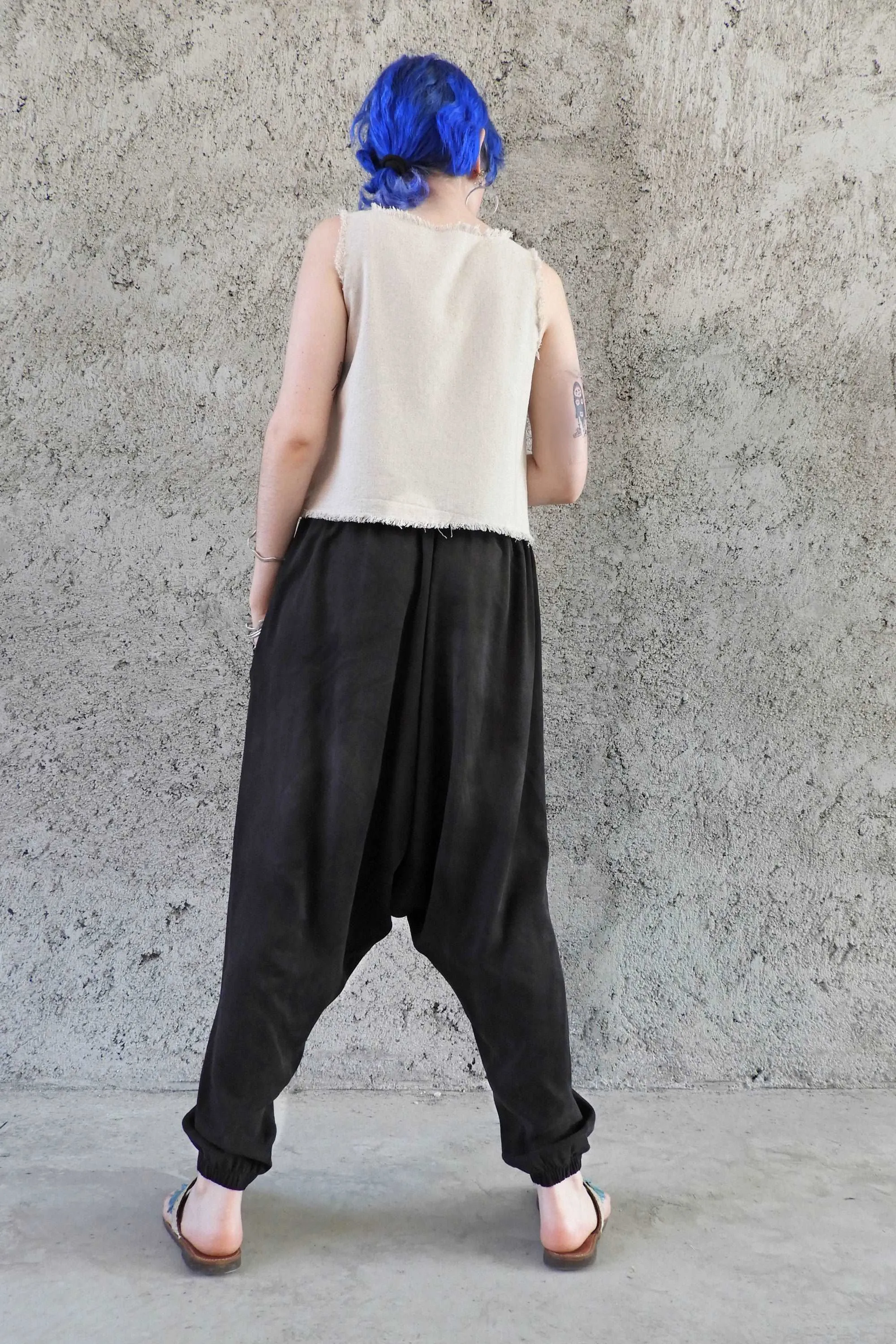 BREATH Women's Organic Cotton Harem Pants (Black, Blue)