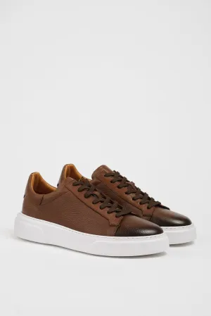 Brown Milled Leather Sneakers SD-037