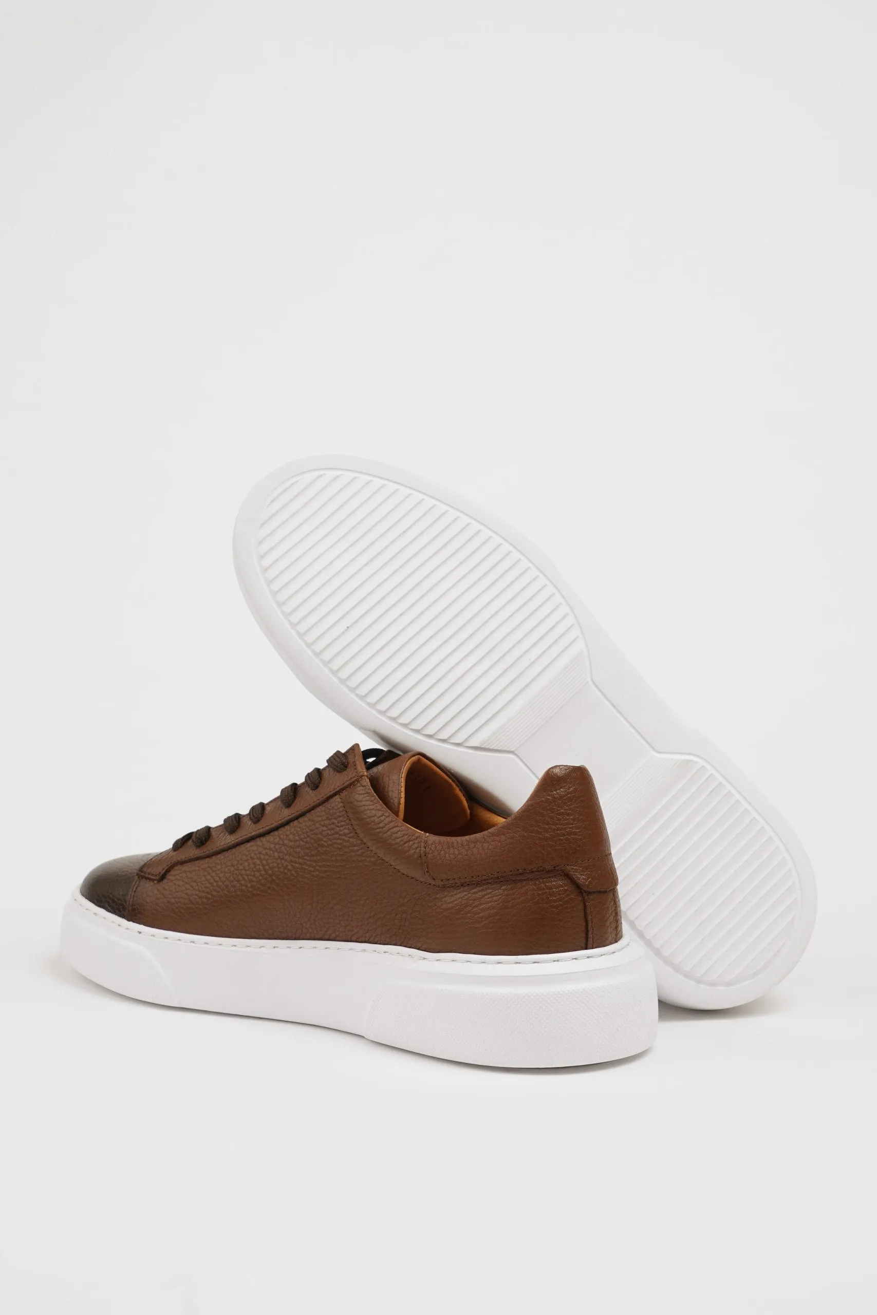 Brown Milled Leather Sneakers SD-037