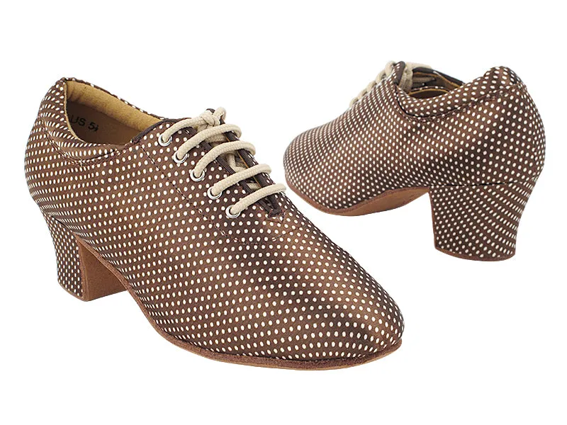 C2601 255 Coffee_White Dots Satin