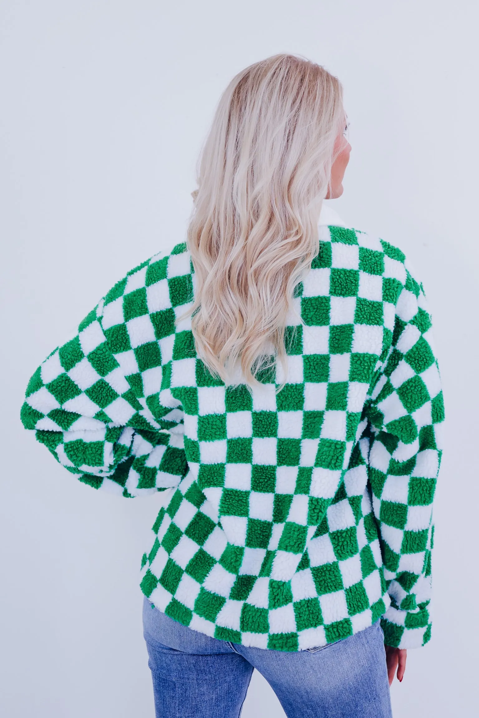 Checkered Pocketed Pullover - Green