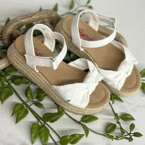 Children's Ella White Eyelet Wedge Sandal