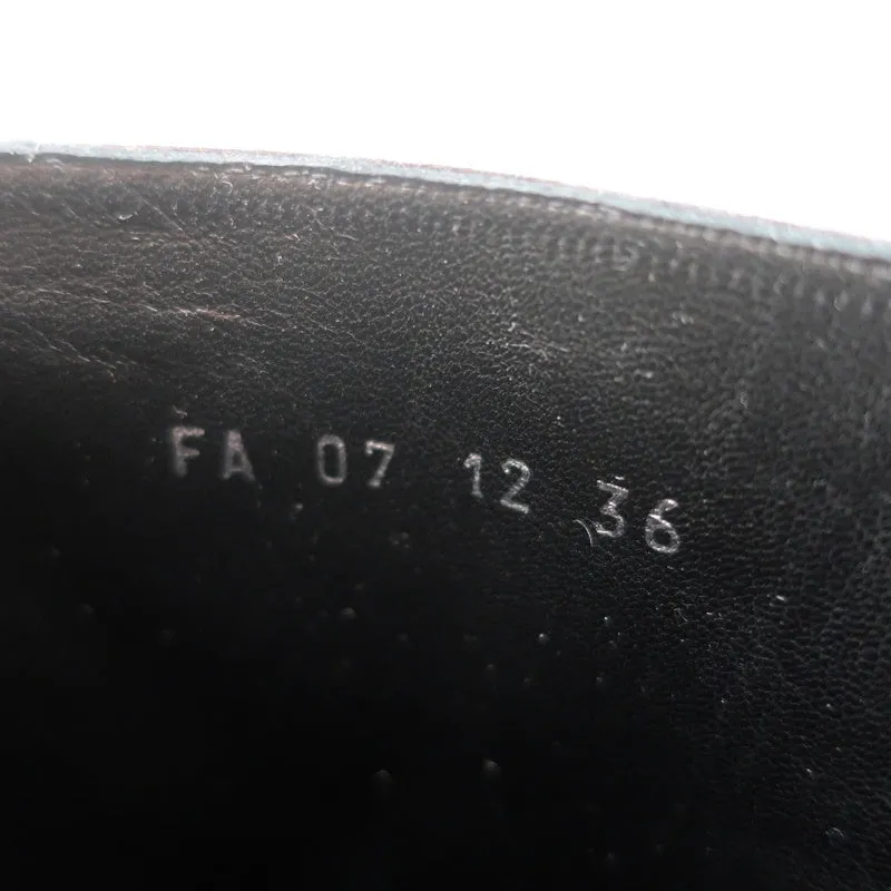 Christian Dior CD Chain Embellished Ankle Boots Black Leather Size 36 High Heel
