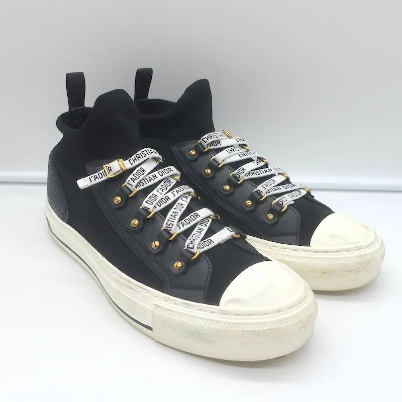 Christian Dior Walk'n'Dior High Top Sneakers Black Leather-Trim Knit Size 41