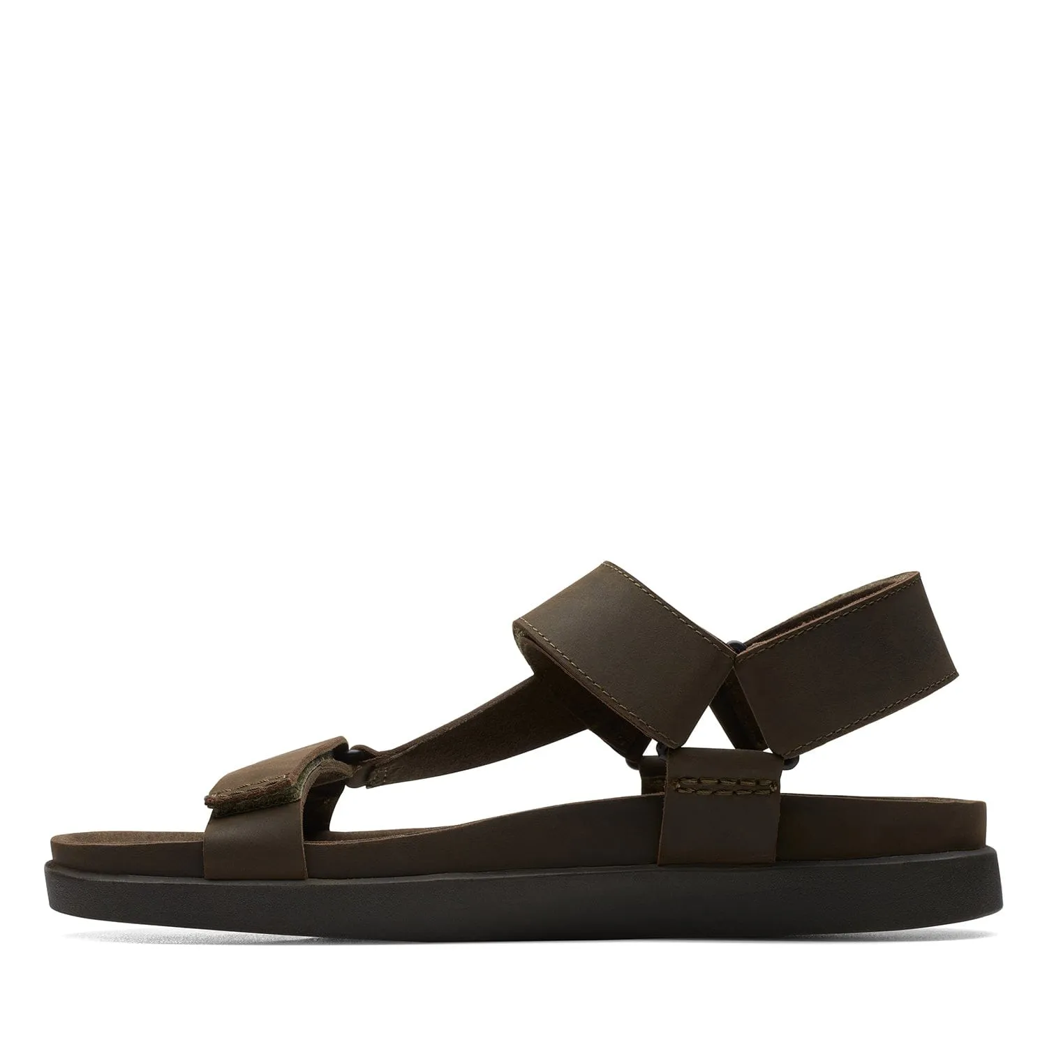 Clarks Sunder Range Sandals - Dark Olive Lea - 261718877 - G Width (Standard Fit)