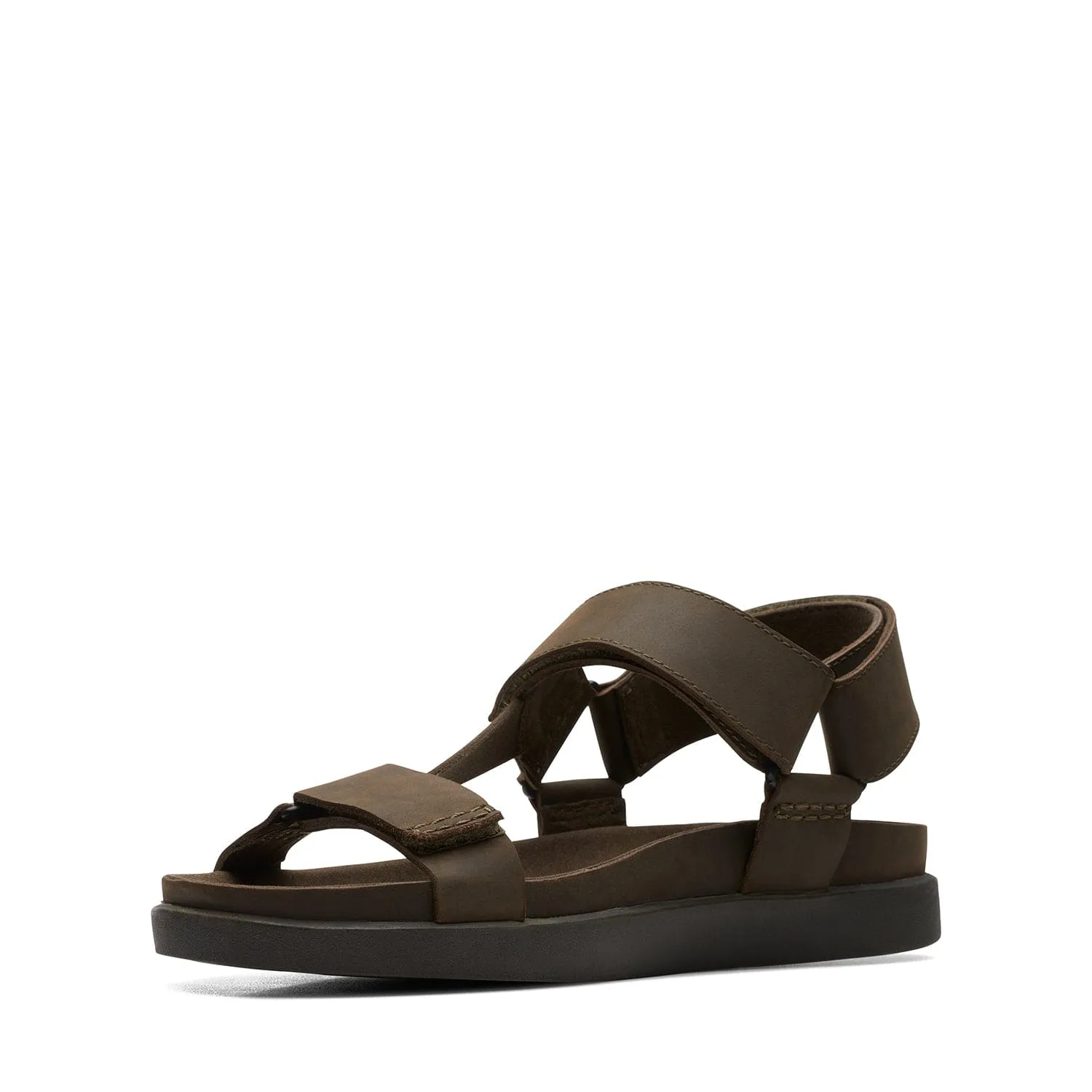 Clarks Sunder Range Sandals - Dark Olive Lea - 261718877 - G Width (Standard Fit)