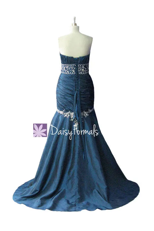 Colorful Sweetheart Neckline Wedding Dress Strapless Long Trumpet Wedding Gown (WD009)