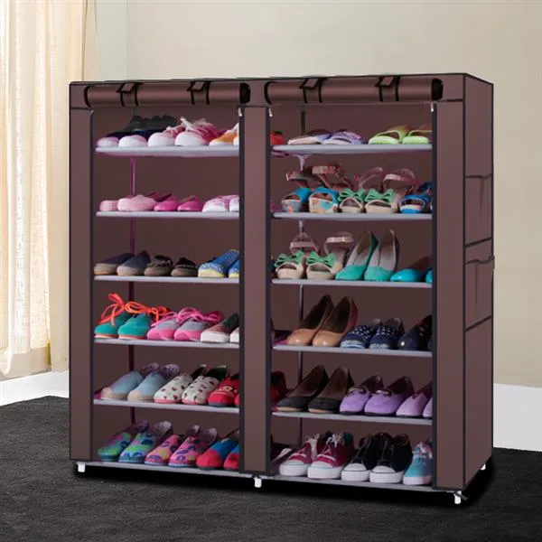 Compact 6-Row 12-Lattice Shoe Rack