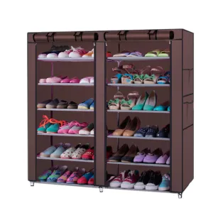 Compact 6-Row 12-Lattice Shoe Rack