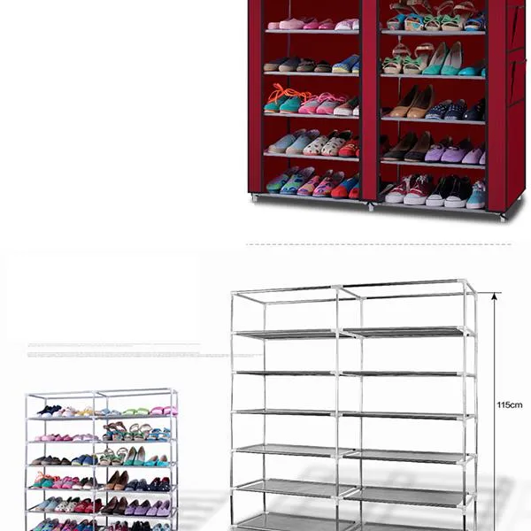 Compact 6-Row 12-Lattice Shoe Rack
