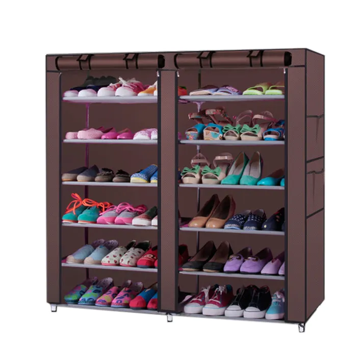 Compact 6-Row 12-Lattice Shoe Rack