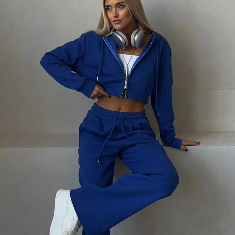 Cropped Hoodie & Wide-Leg Sweatpants Set | Casual & Trendy | Ultimate Comfort