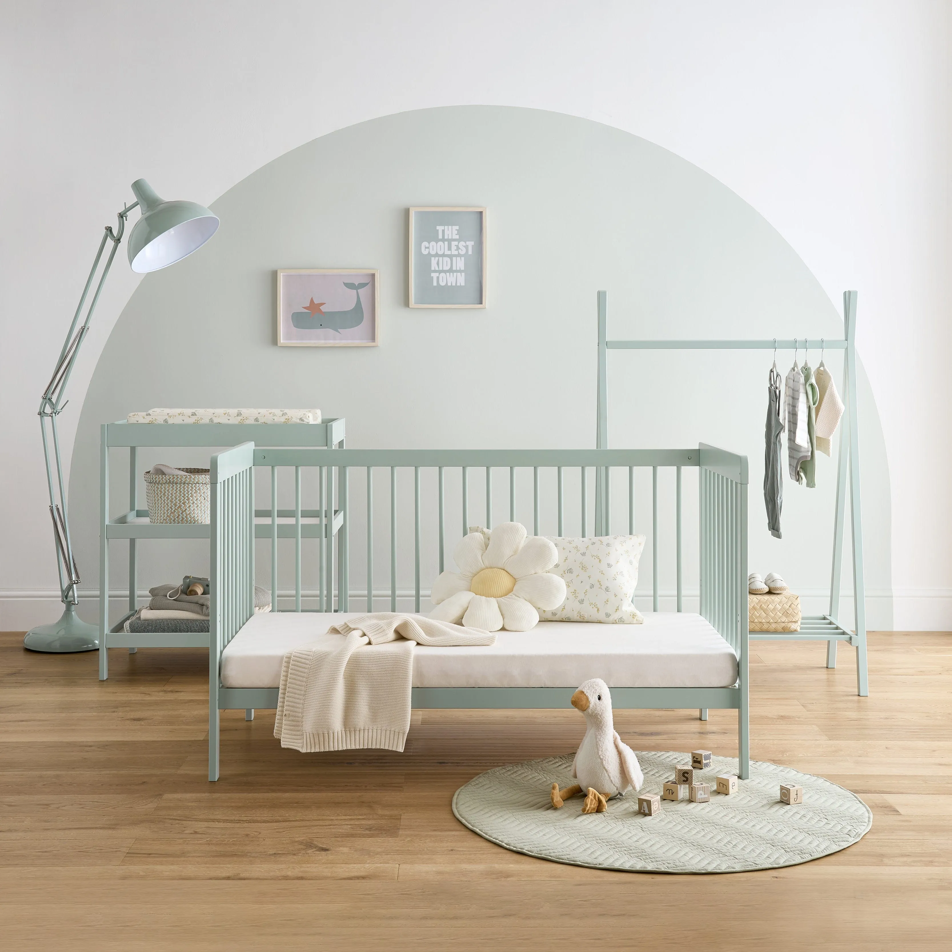 CuddleCo Nola 3 Piece Room Set in Sage Green