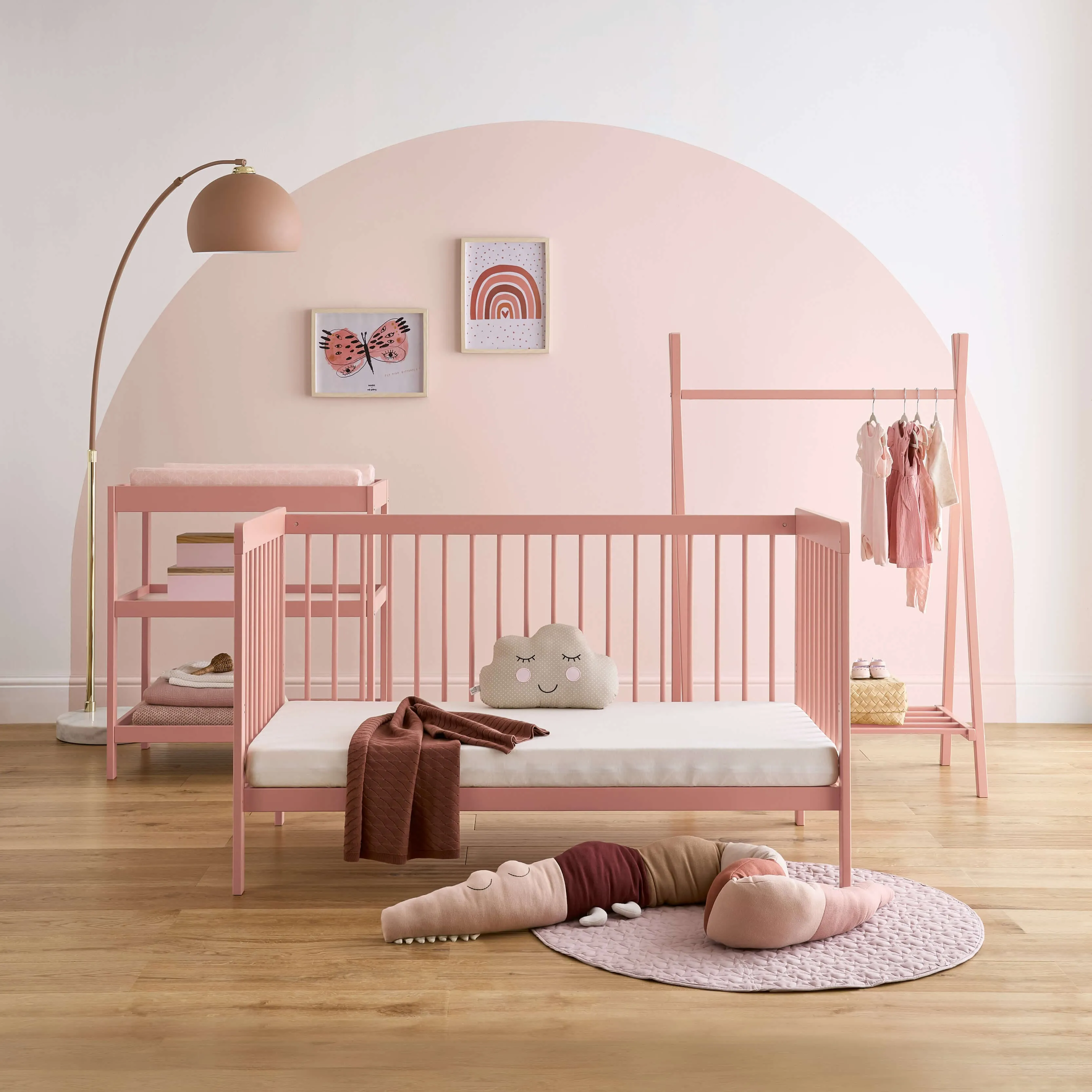 CuddleCo Nola 3 Piece Room Set in Soft Blush