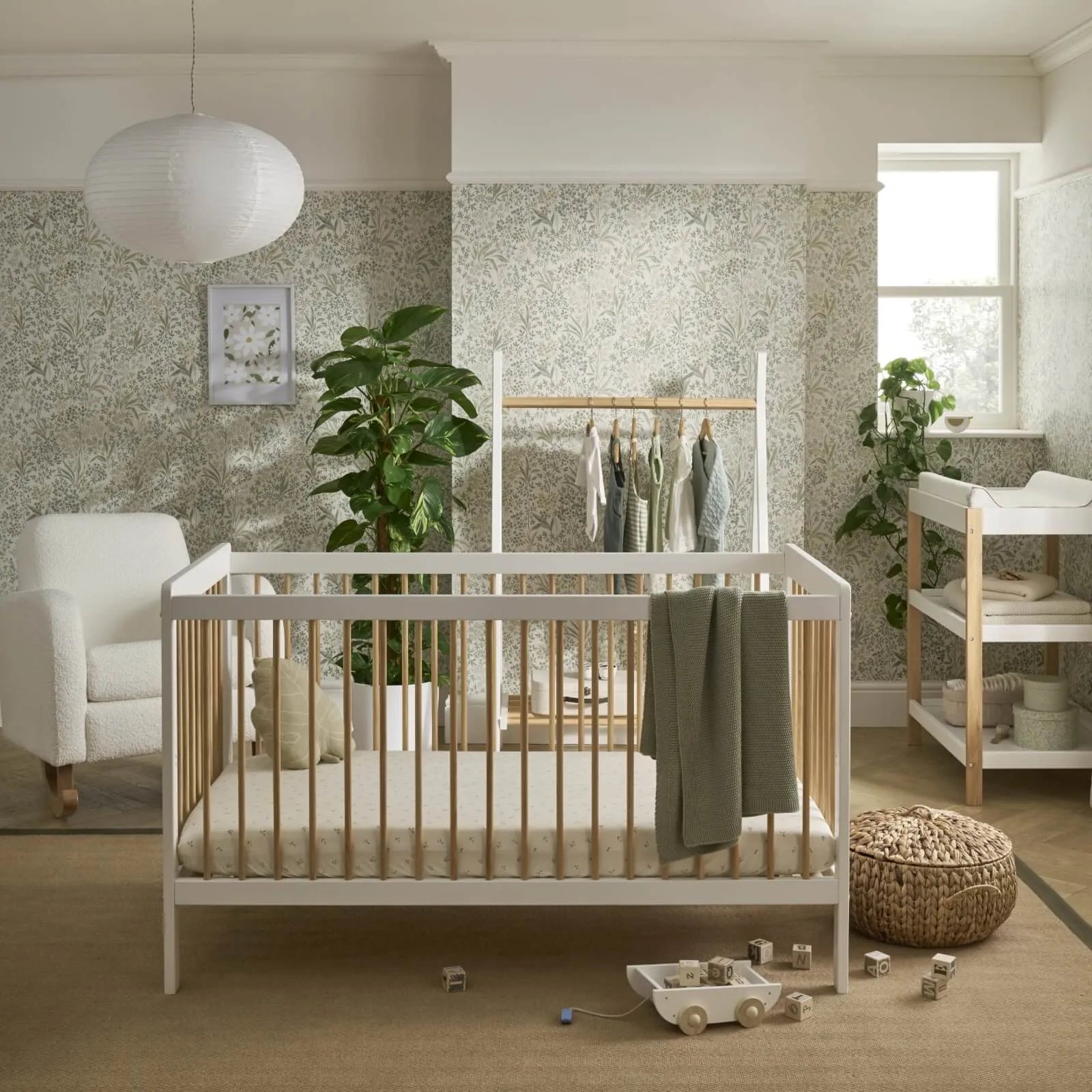 CuddleCo Nola 3 Piece Room Set in White & Natural