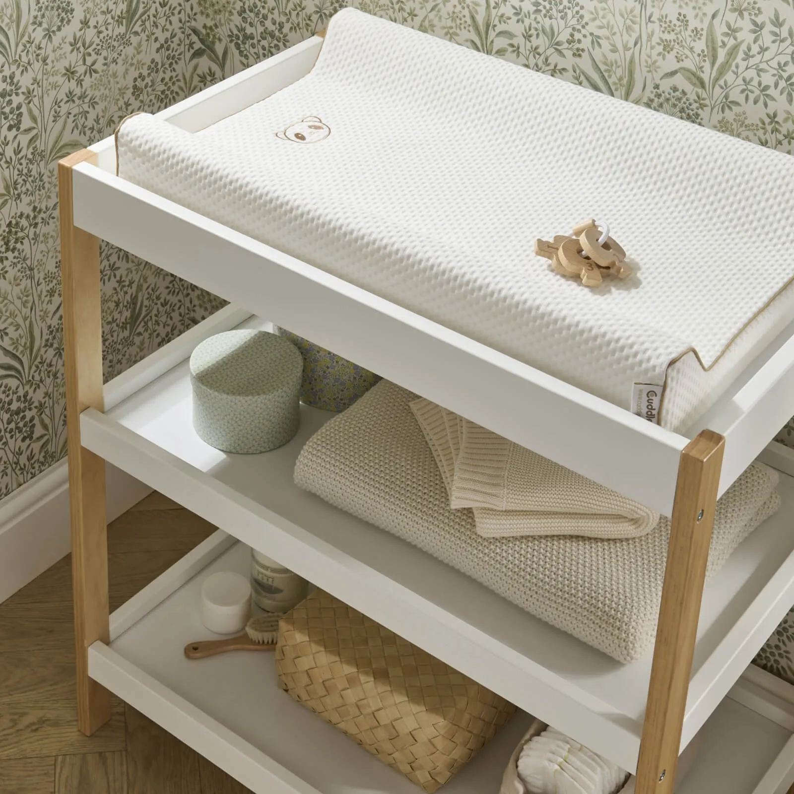 CuddleCo Nola 3 Piece Room Set in White & Natural