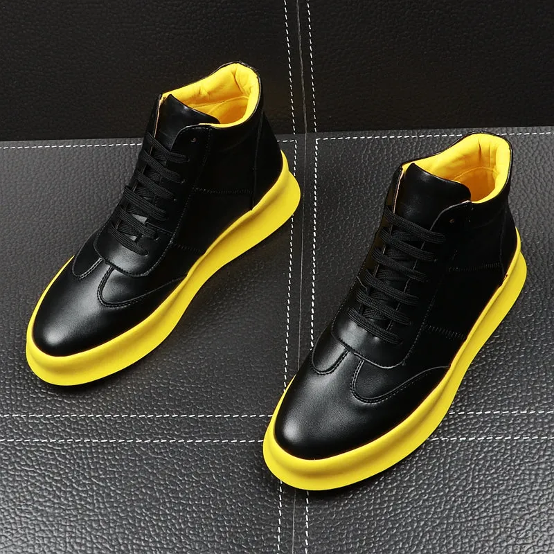 CuddlyIIPanda New Luxury Brand Men Fashion High Top Sneakers Spring Autumn Casual High Shoes Men Leather Boots Microfiber Shoes