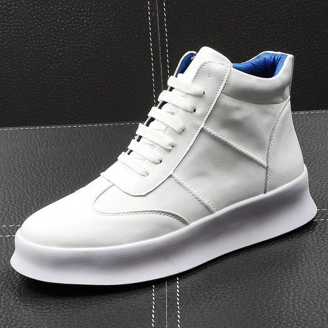 CuddlyIIPanda New Luxury Brand Men Fashion High Top Sneakers Spring Autumn Casual High Shoes Men Leather Boots Microfiber Shoes