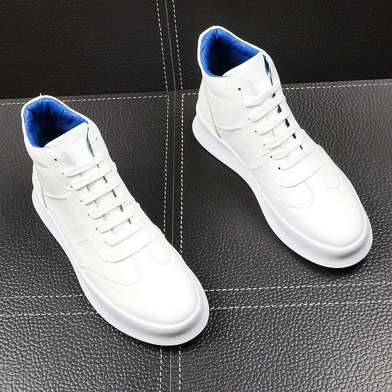 CuddlyIIPanda New Luxury Brand Men Fashion High Top Sneakers Spring Autumn Casual High Shoes Men Leather Boots Microfiber Shoes