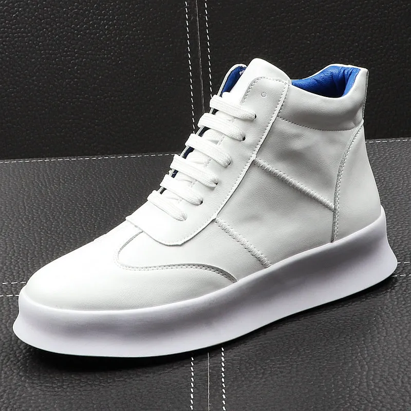CuddlyIIPanda New Luxury Brand Men Fashion High Top Sneakers Spring Autumn Casual High Shoes Men Leather Boots Microfiber Shoes